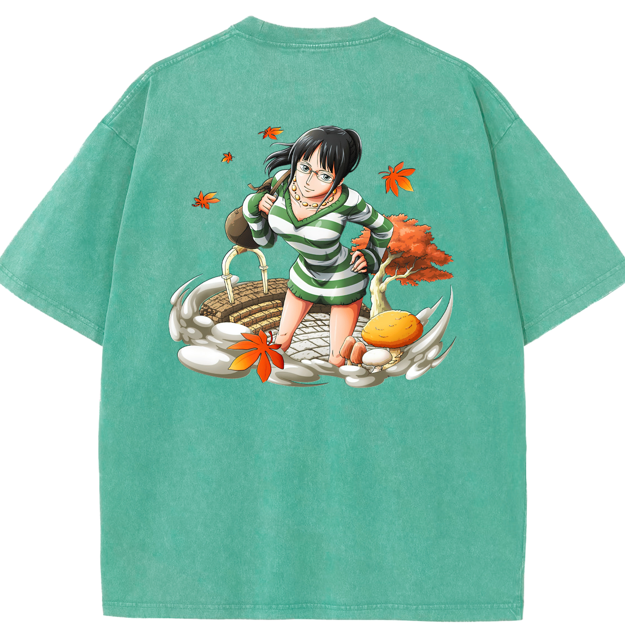 ワンピース ニコ・ロビン ONE PIECE Nico Robin 綿100% ヴィンテージ風 半袖Tシャツ（背面プリント）